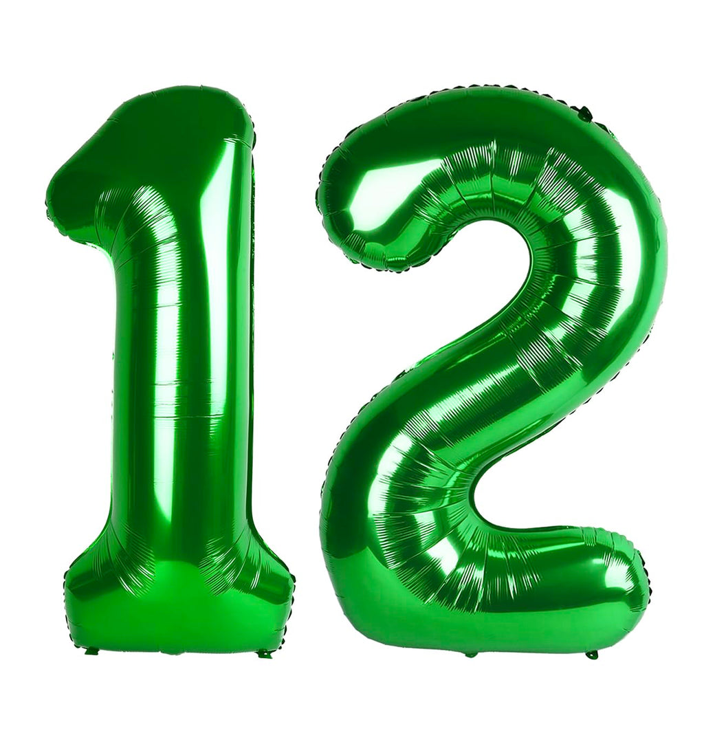 Enyeopd Dark Green 40-Inch Number Balloons – 12-Count Set for Birthdays, Baby Showers, Weddings & Celebrations