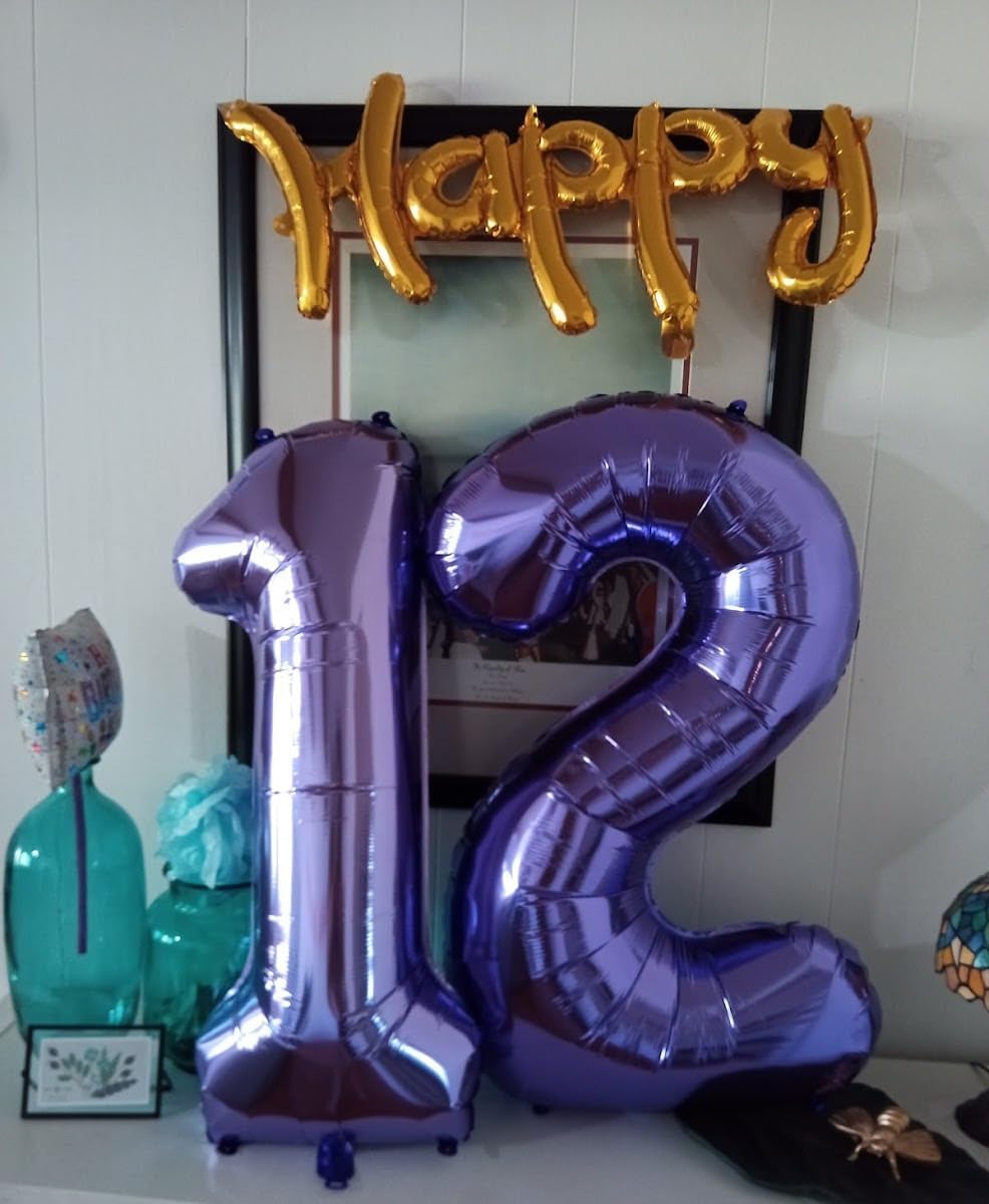 Enyeopd Purple 12-Year Balloon Numbers - 40-Inch Pageant Balloons for Birthdays, Weddings & Milestones