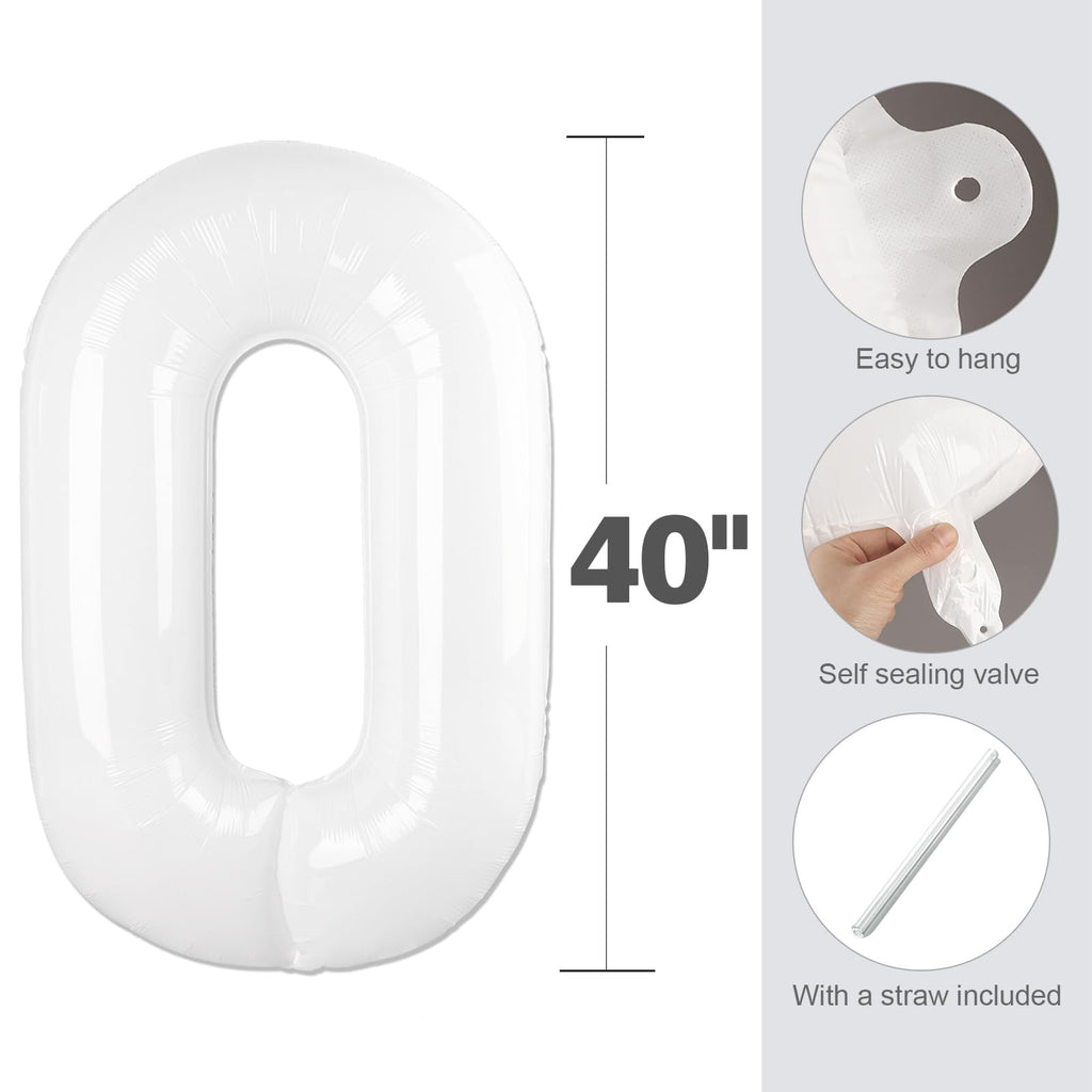 Enyeopd 9th Birthday Balloons – 40-Inch White Number 9 Balloon for Milestones