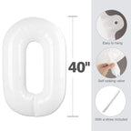 Enyeopd 9th Birthday Balloons – 40-Inch White Number 9 Balloon for Milestones
