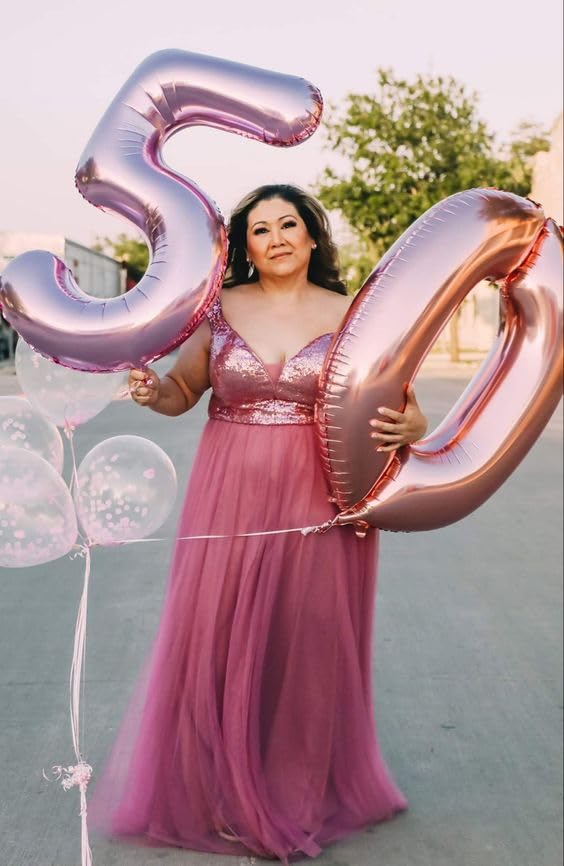 Enyeopd Number 25 Balloons – Pearl Pink 40-Inch, 2-Pack for Birthdays & Big Events