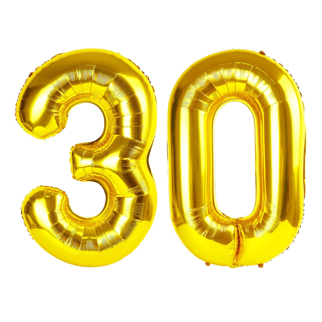 Enyeopd Gold 30 Balloons – 30th Birthday Decorations for Him & Her | 40-Inch Number Balloon Set