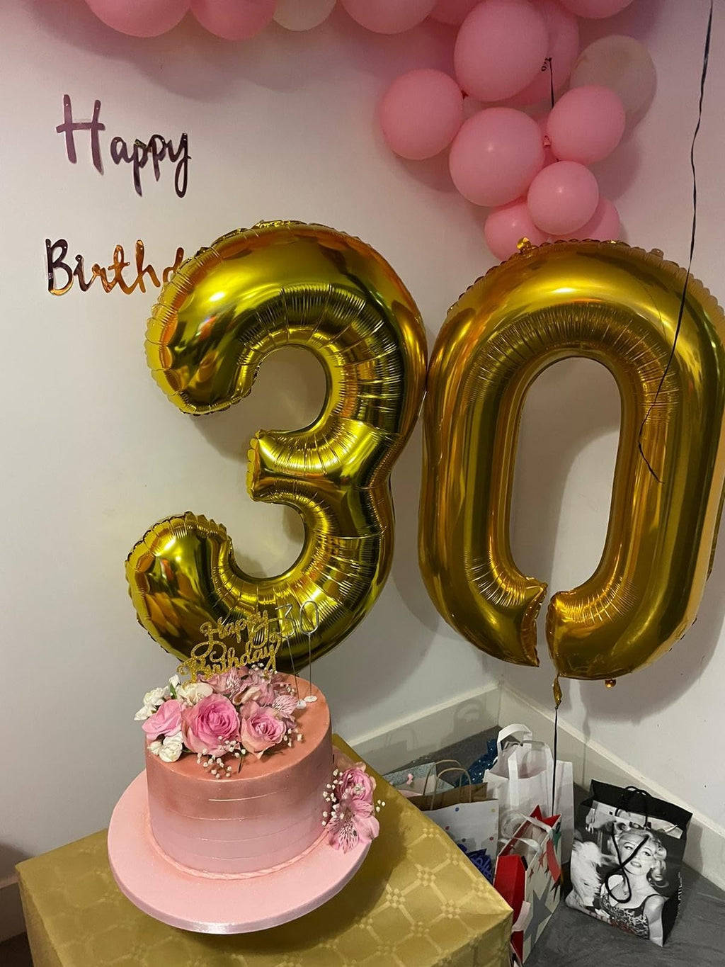 Enyeopd Gold 30 Balloons – 30th Birthday Decorations for Him & Her | 40-Inch Number Balloon Set