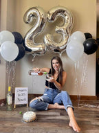 Enyeopd Silver Number 30 Balloons – 40-Inch Birthday Numeral for Celebrations