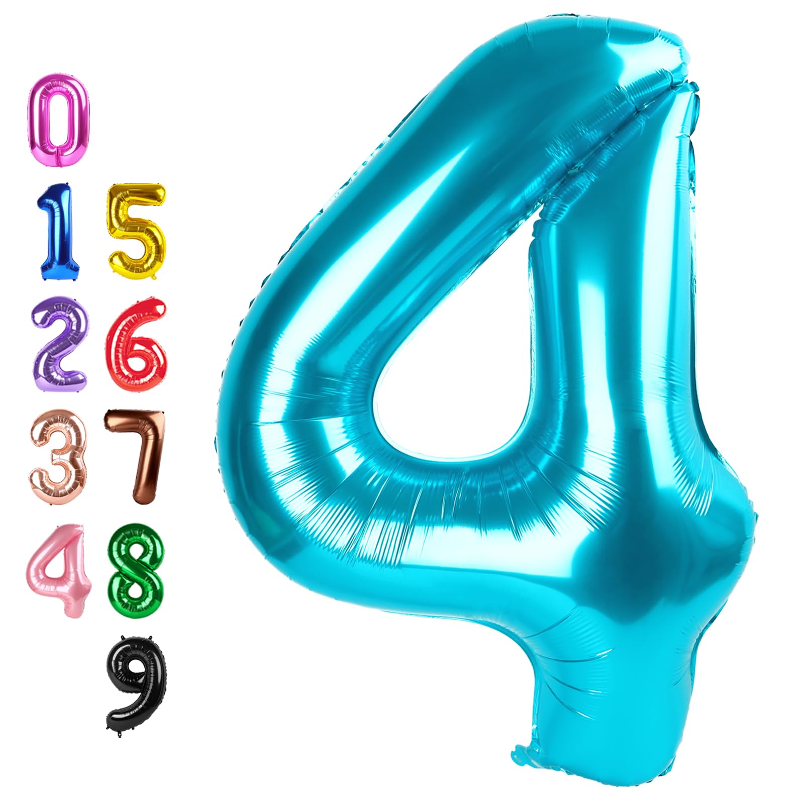 Enyeopd Light Blue 4-Number Balloon — 40-Inch Giant Balloons for 4th Birthday Milestones