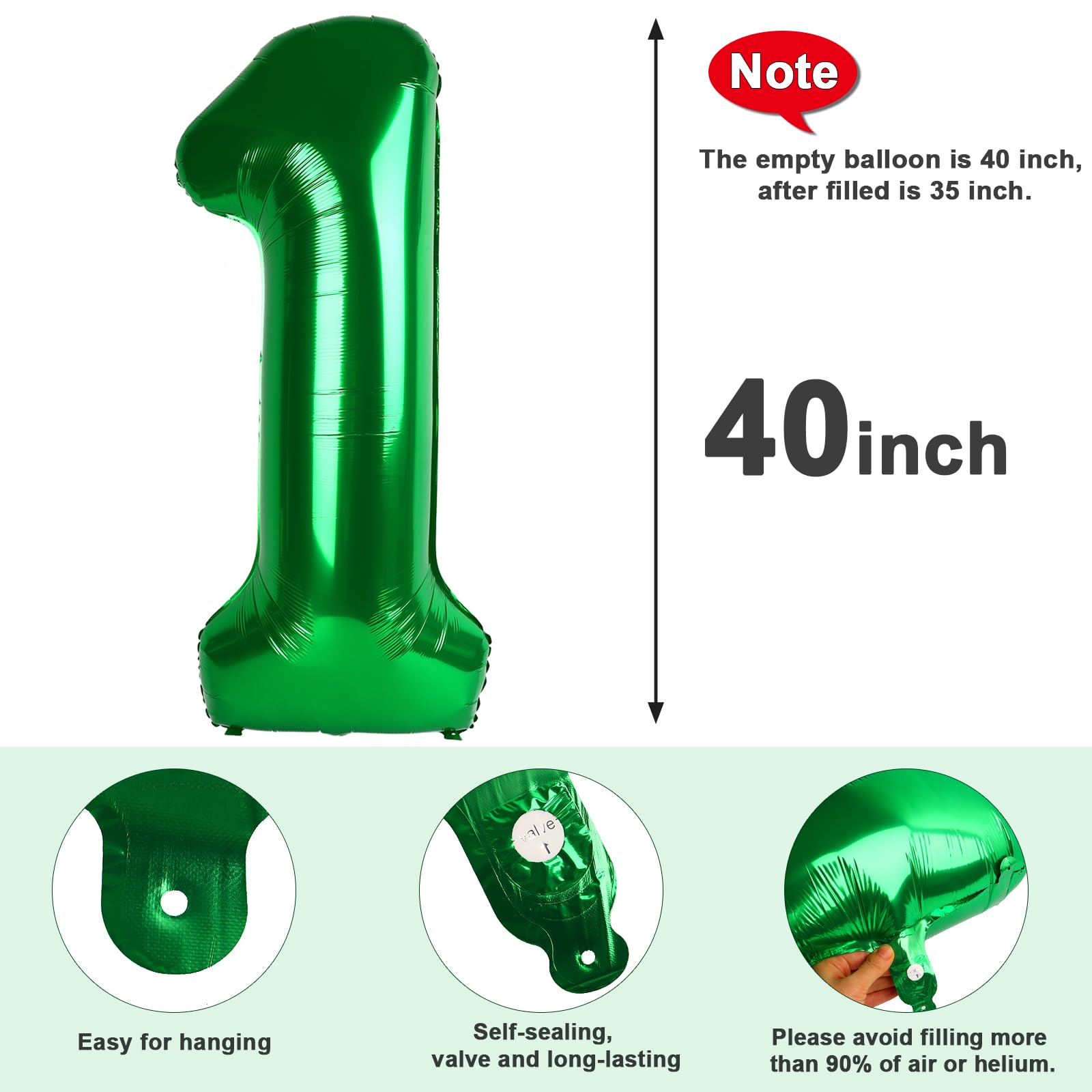 Enyeopd Number 18 Balloons 40 Inch – Dark Green Birthday Decor for Women & Men