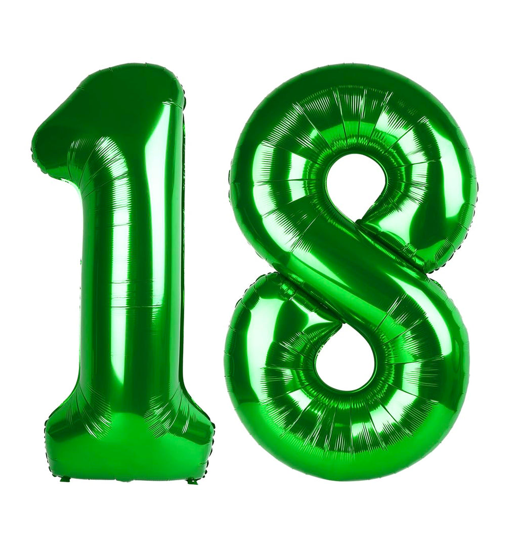 Enyeopd Number 18 Balloons 40 Inch – Dark Green Birthday Decor for Women & Men