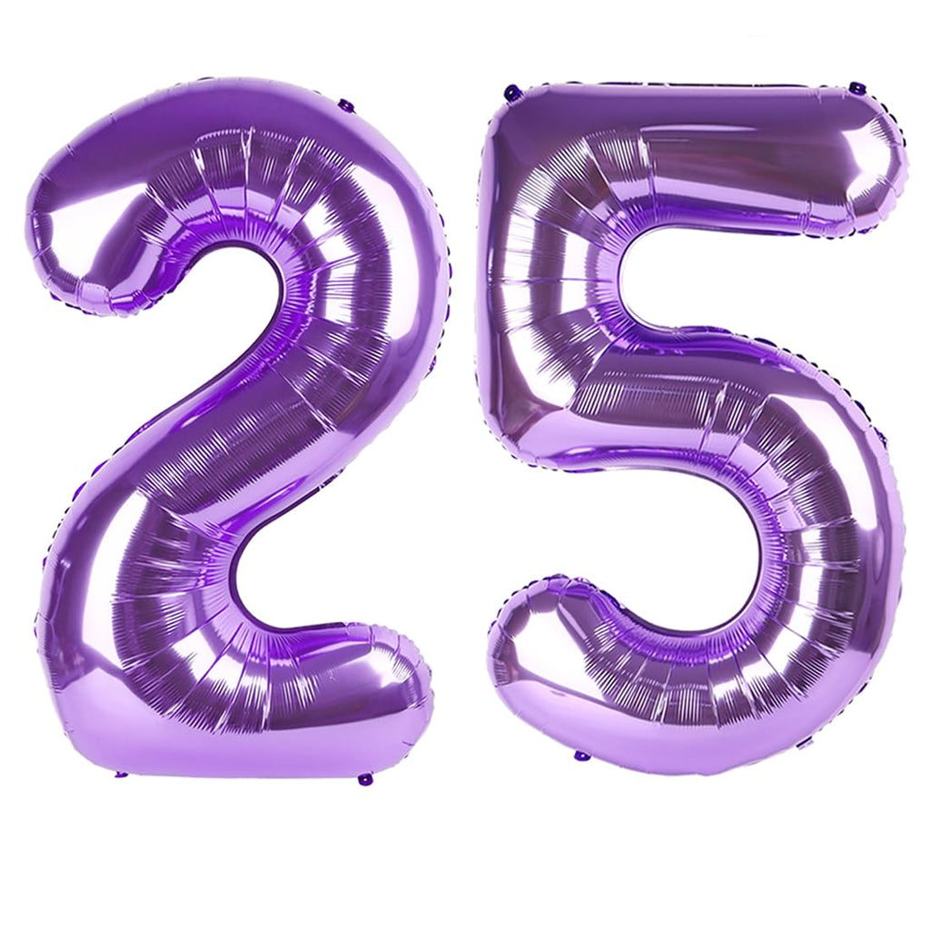 Enyeopd Number 25 Purple Balloons — 40-Inch Number Balloons for Birthdays & Milestones