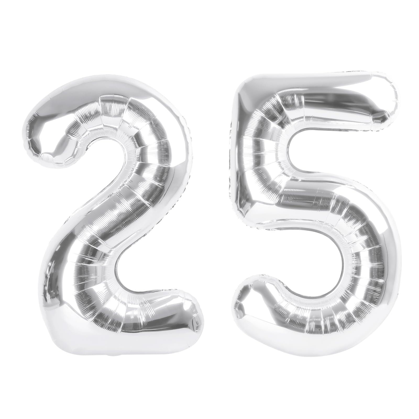 Enyeopd Number 25 Balloons – Silver 40-inch, 2-Pack for Birthdays & Events