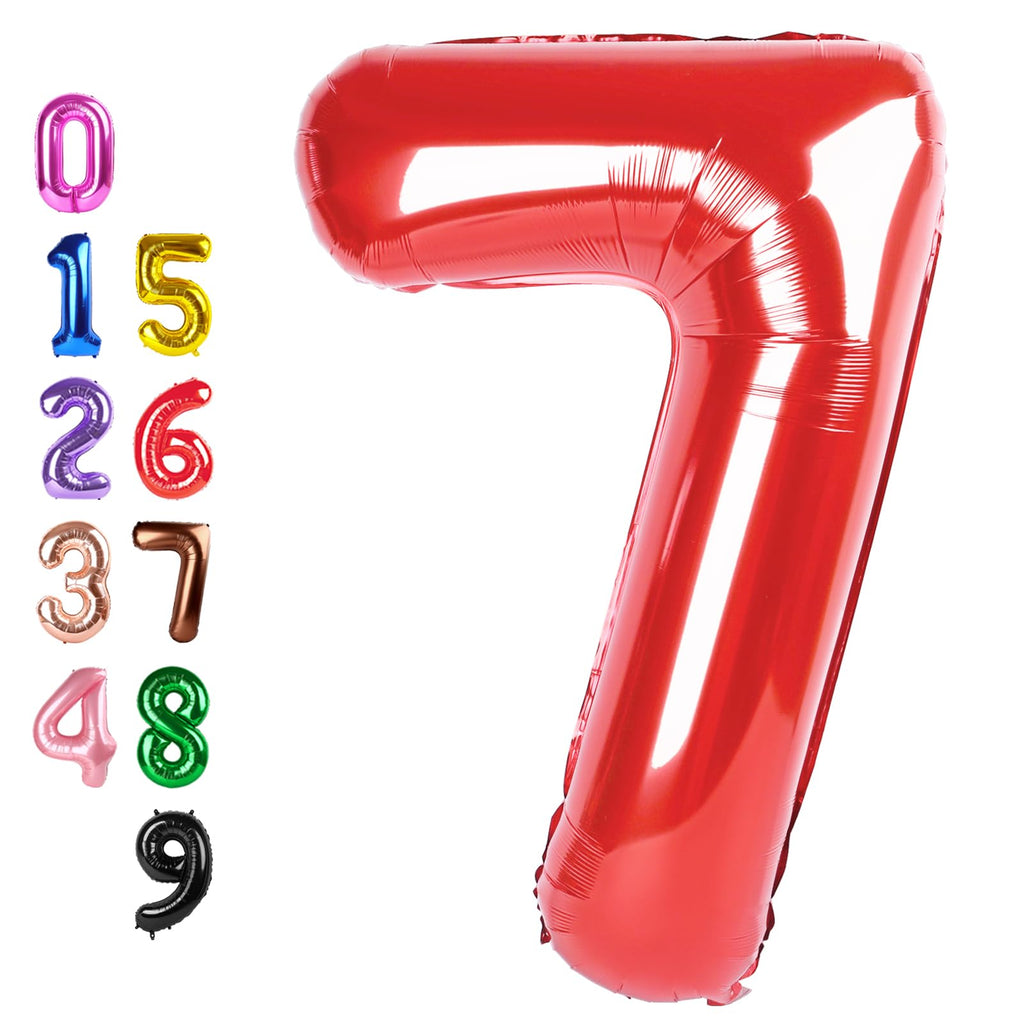 Enyeopd Number 7 Balloon – 40-Inch Red Balloons for Birthdays, Weddings & More