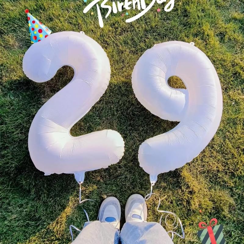 Enyeopd 9th Birthday Balloons – 40-Inch White Number 9 Balloon for Milestones