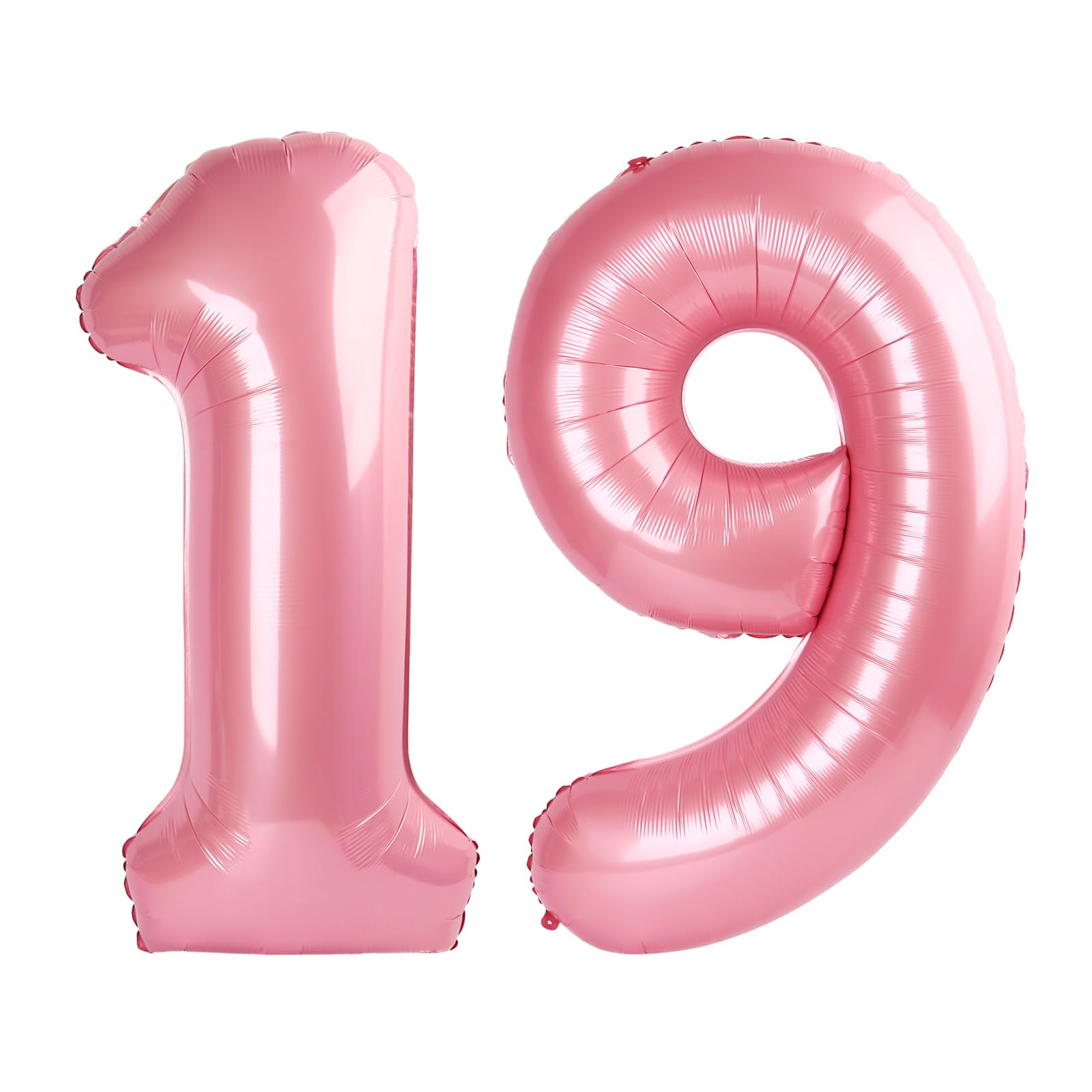 Enyeopd Number Balloons 19 Pink 40 Inch – Milestone Birthday Decor (Two-Color Set)