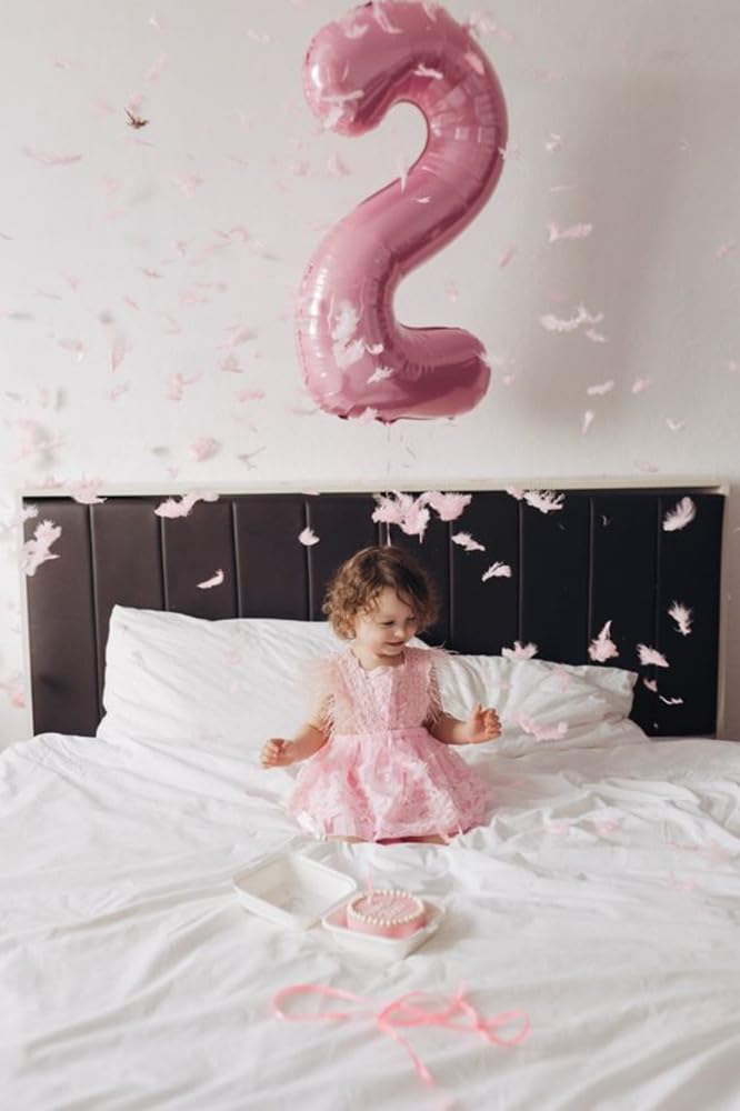 Enyeopd 40-Inch Number Balloons – Pearl Pink Birthday Decor for All Ages