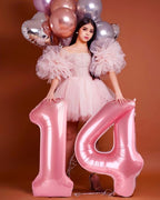 Enyeopd 40-Inch Number Balloons – Pearl Pink Birthday Decor for All Ages