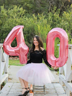 Enyeopd 40-Inch Number Balloons – Pearl Pink Birthday Decor for All Ages