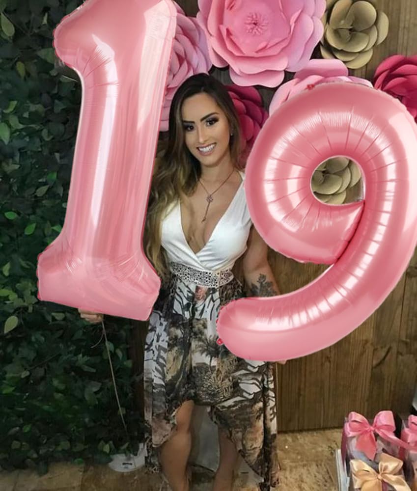 Enyeopd Number Balloons 40 Inch Pearl Pink – 29 Numbers for Birthdays & Celebrations