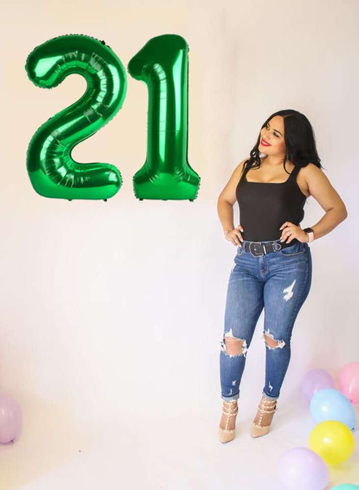 Enyeopd 20 Number Balloons - Dark Green 40-Inch Birthday & Event Decor