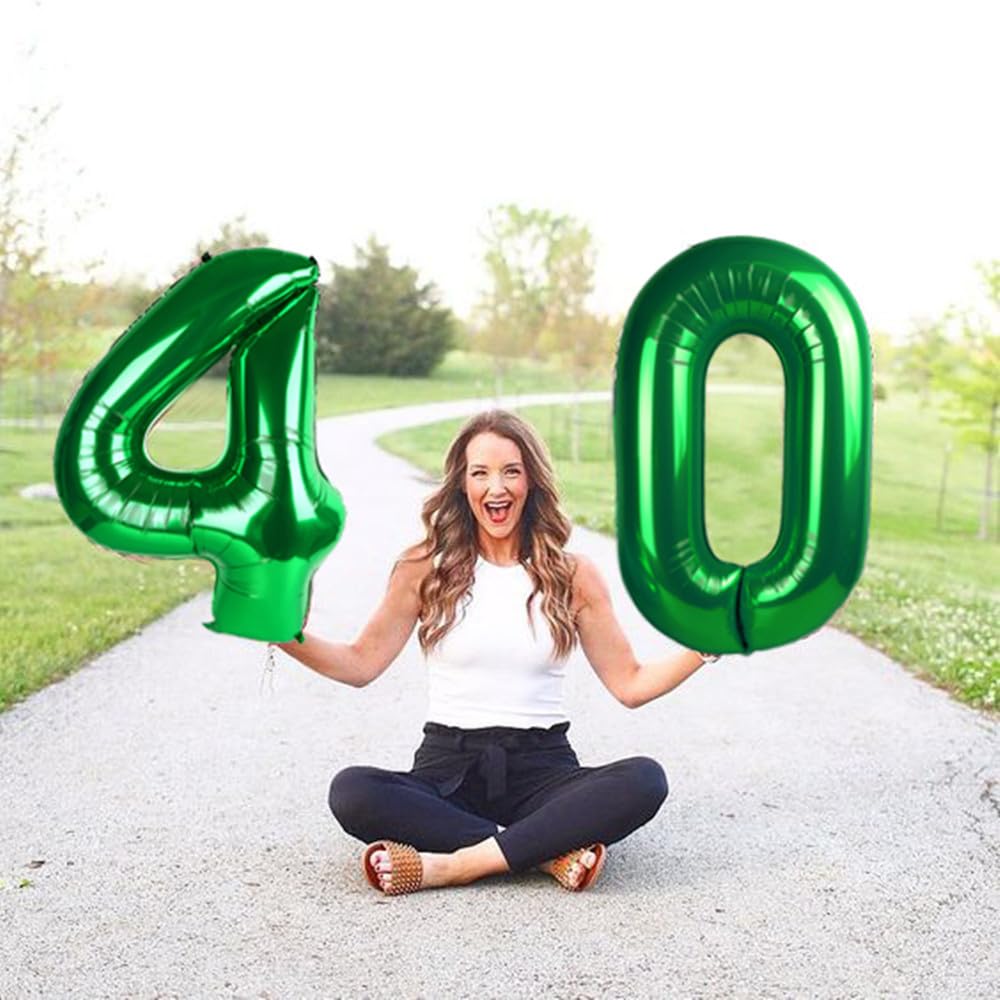 Enyeopd 40-Inch Number Balloons – Dark Green 24 Large Balloons (Numbers 1–60) for Birthdays, Weddings and Events