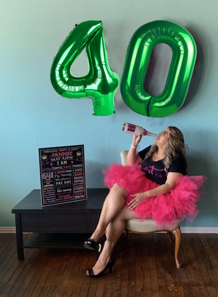 Enyeopd 40-Inch Number Balloons – Dark Green 24 Large Balloons (Numbers 1–60) for Birthdays, Weddings and Events