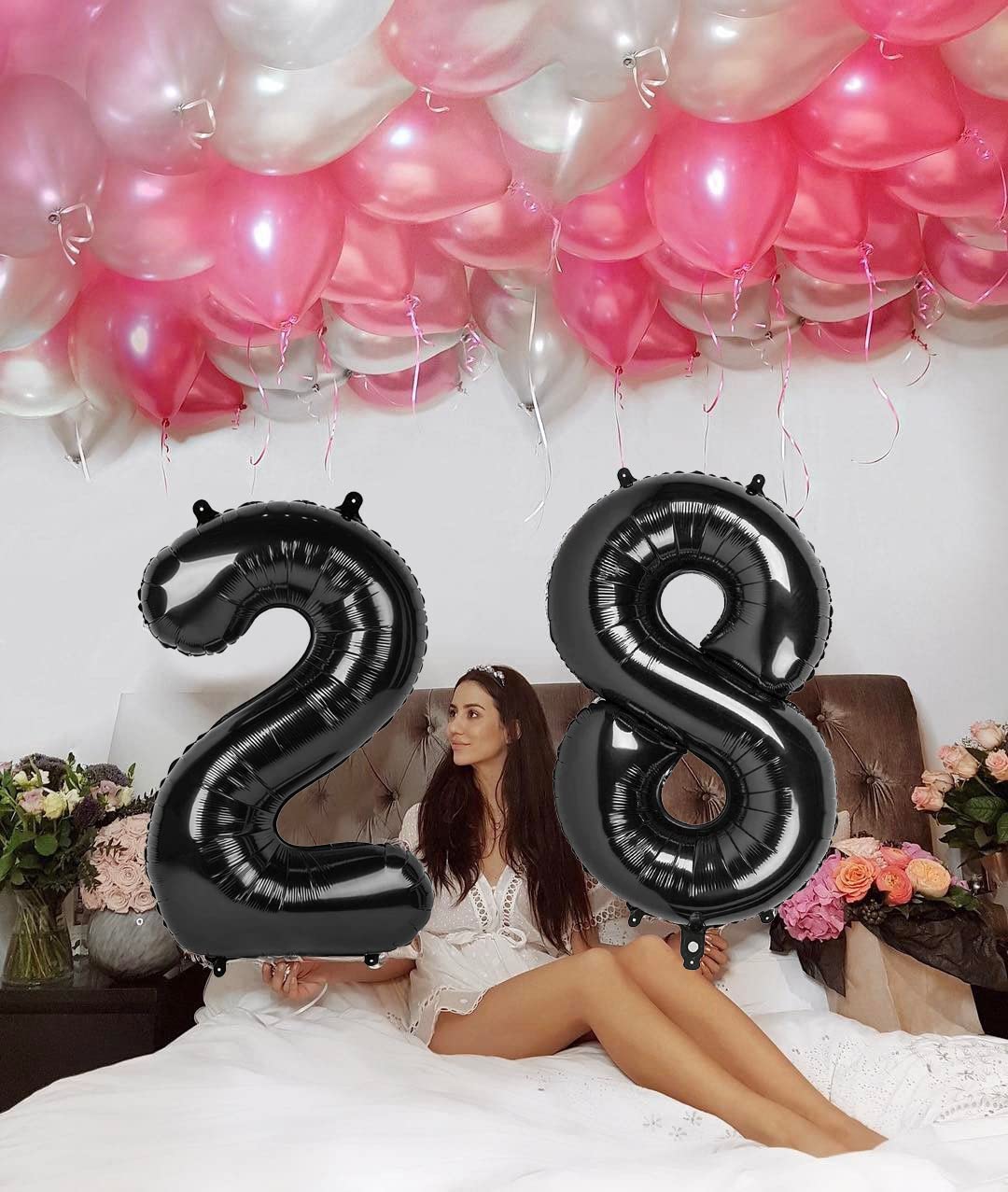 Enyeopd Number 18 Balloon – 40-Inch Black Digital Numeral Balloons for Birthdays, Weddings & Milestones