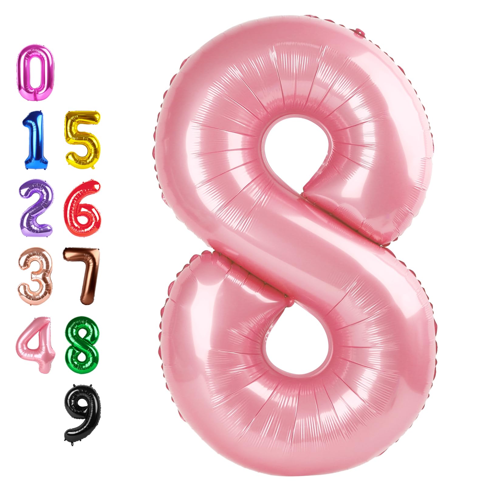 Enyeopd 8th Balloon 40-Inch Pearl Pink – Number Balloons for Birthdays & Milestones