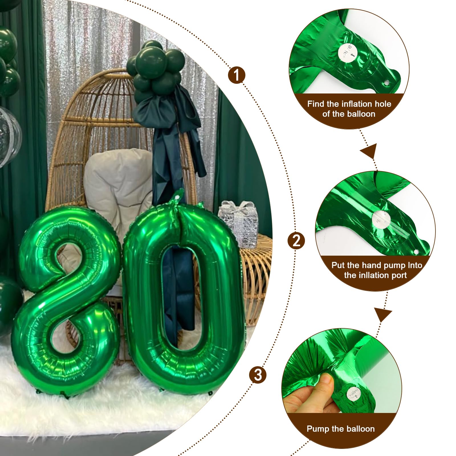 Enyeopd Numbers Balloon 7 – 40-Inch Dark Green Number Balloons for Birthdays, Weddings, and Milestones