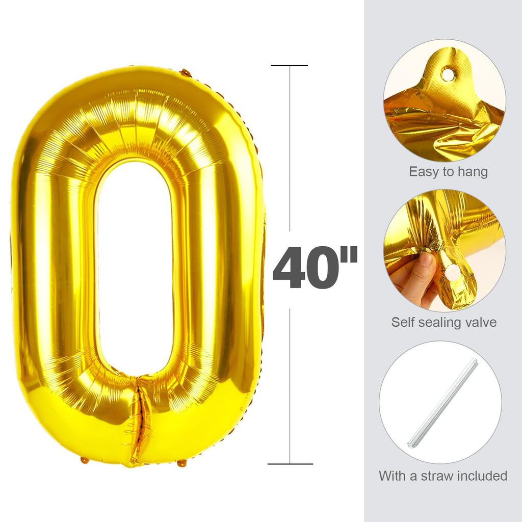 Enyeopd Numbers Balloon 40 Inch Gold – Large Numeric Balloons for Birthday Parties & Celebrations