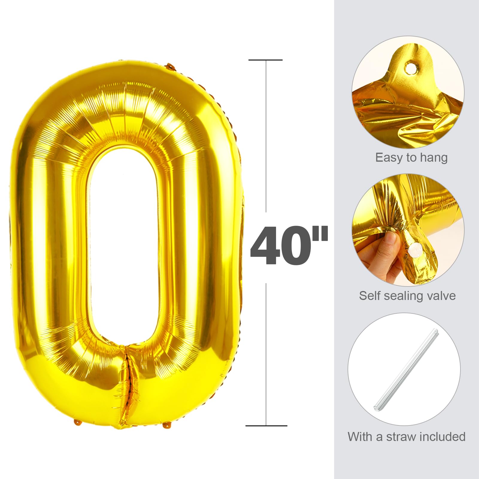 Enyeopd Numbers Balloon 40 Inch Gold – Large Numeric Balloons for Birthday Parties & Celebrations