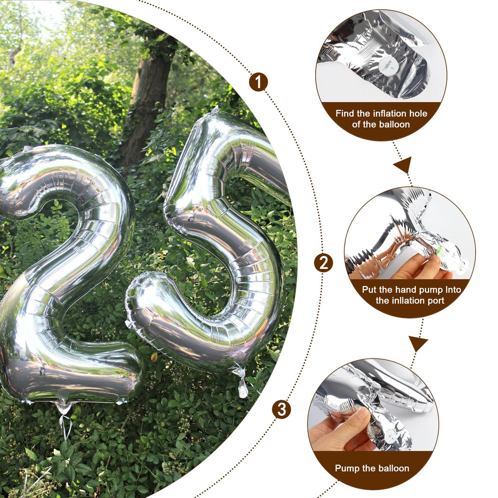Enyeopd 40-Inch Silver Number Balloons for 8 – Versatile Party Decor for Birthdays, Weddings & More