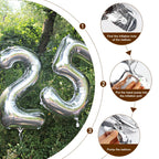 Enyeopd 40-Inch Silver Number Balloons for 8 – Versatile Party Decor for Birthdays, Weddings & More