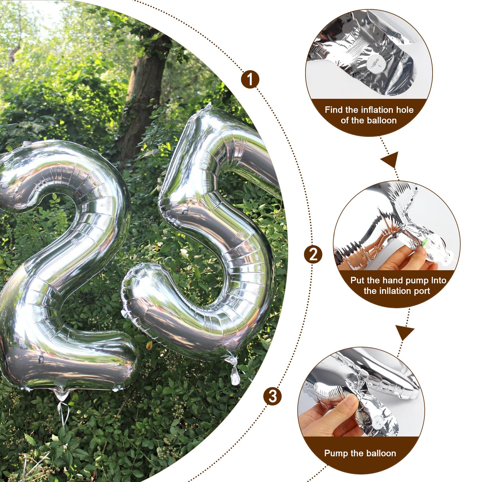 Enyeopd 40-Inch Silver Number Balloons for 8 – Versatile Party Decor for Birthdays, Weddings & More