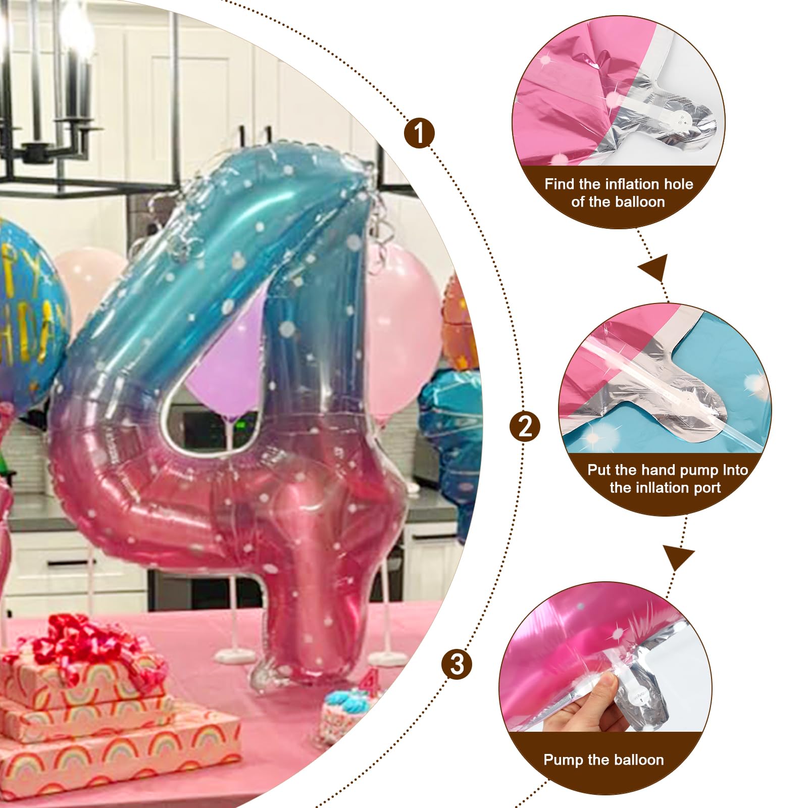 Enyeopd Number Balloons – 40-Inch Birthday Numbers (9, 19, 29) in Blue & Pink