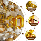 Enyeopd Gold 30 Balloons – 30th Birthday Decorations for Him & Her | 40-Inch Number Balloon Set
