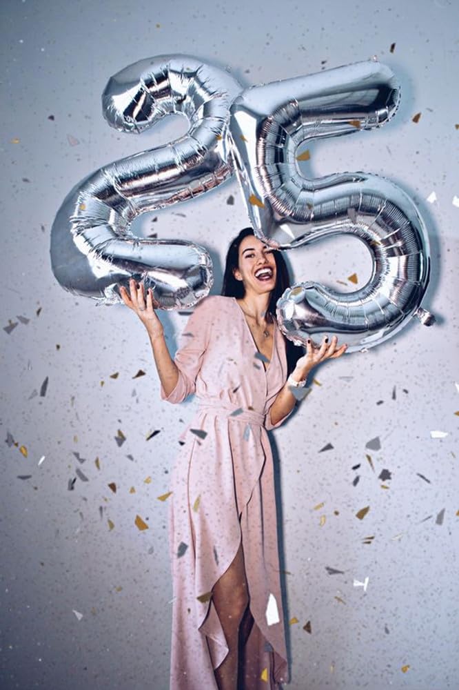 Enyeopd Number 25 Balloons – Silver 40-inch, 2-Pack for Birthdays & Events