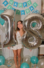 Enyeopd 40-Inch Silver Number Balloons for 8 – Versatile Party Decor for Birthdays, Weddings & More