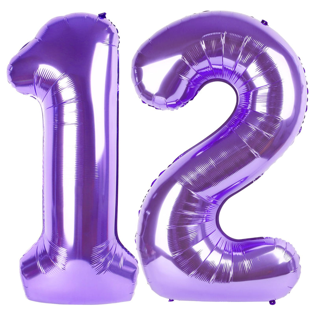 Enyeopd Purple 12-Year Balloon Numbers - 40-Inch Pageant Balloons for Birthdays, Weddings & Milestones