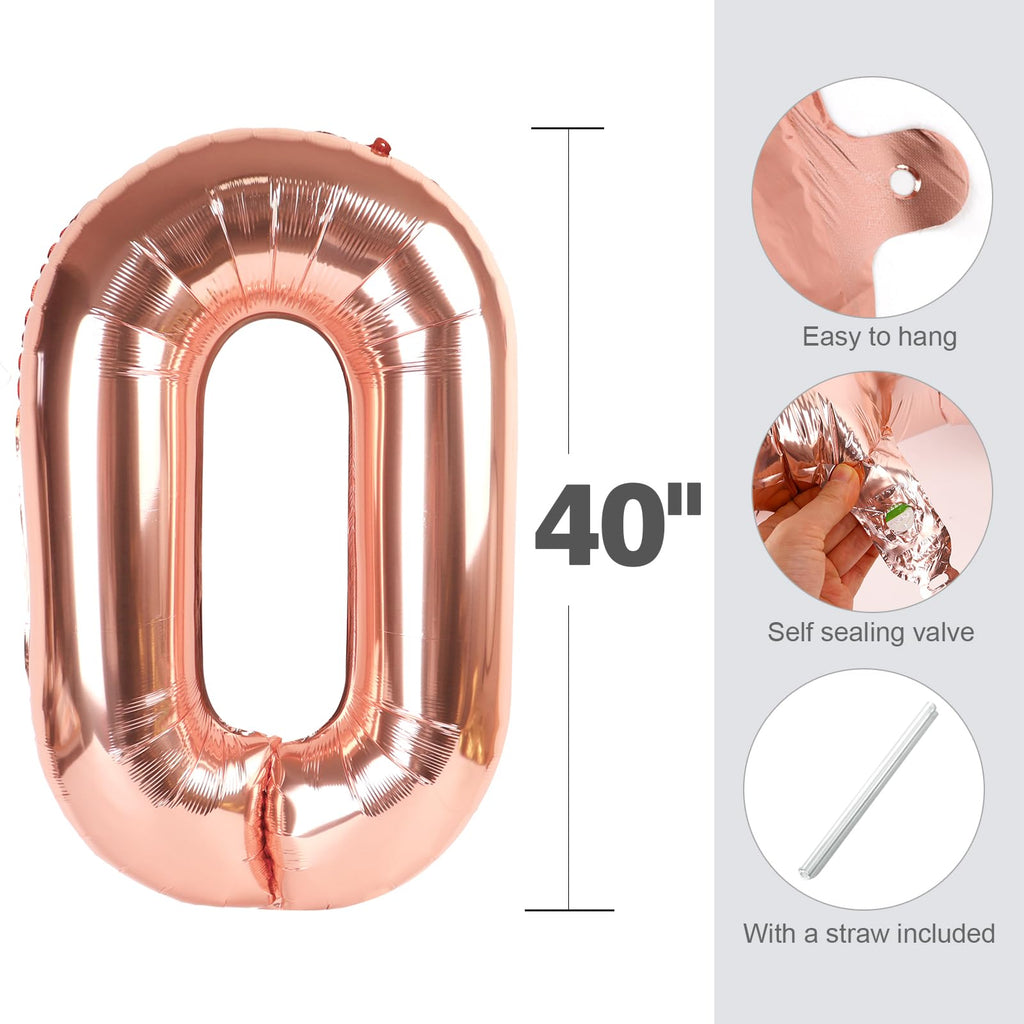 Enyeopd Rose Gold Number Balloons – 12 & 21 Large 40-inch Birthday, Proposal & Celebration Decorations