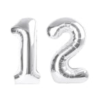 Enyeopd Silver 12-Number Balloons, 40-Inch Frozen Finish for Birthdays, Weddings, and Milestones