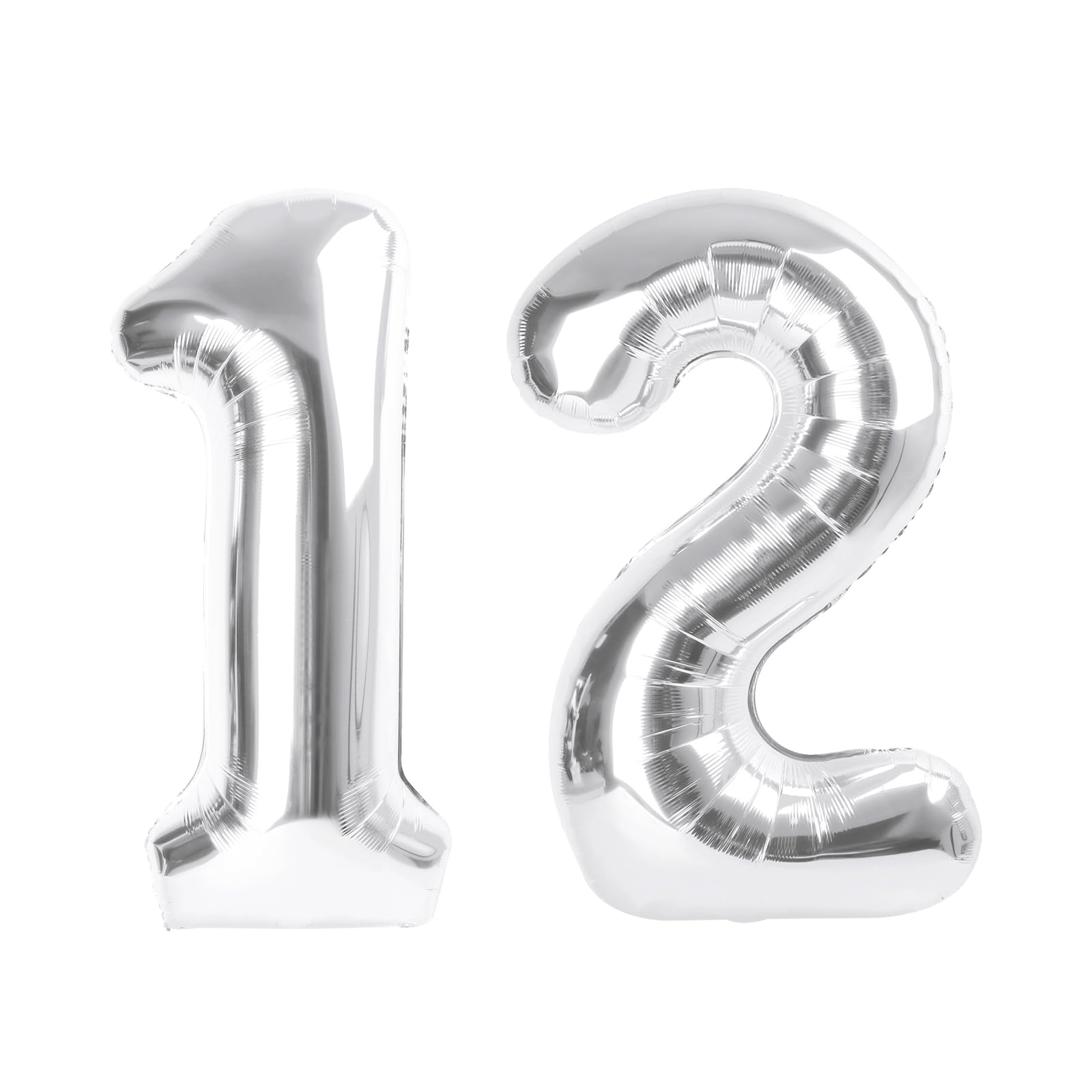 Enyeopd Silver 12-Number Balloons, 40-Inch Frozen Finish for Birthdays, Weddings, and Milestones