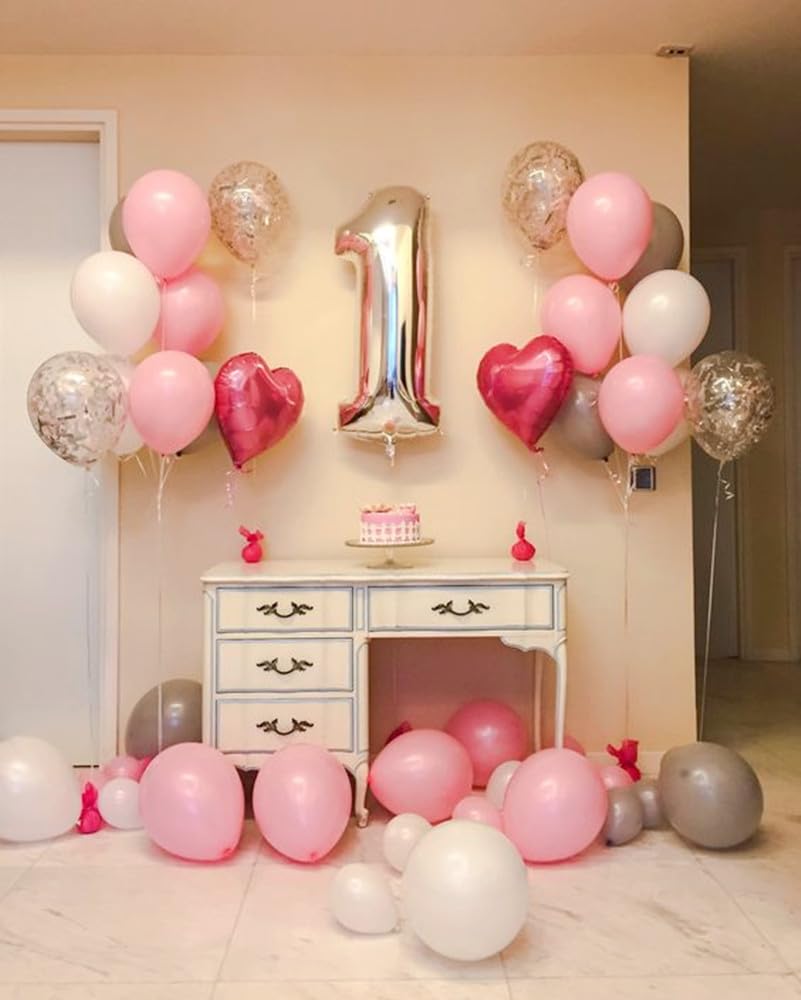 Enyeopd Silver 12-Number Balloons, 40-Inch Frozen Finish for Birthdays, Weddings, and Milestones