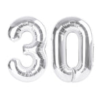 Enyeopd Silver Number 30 Balloons – 40-Inch Birthday Numeral for Celebrations