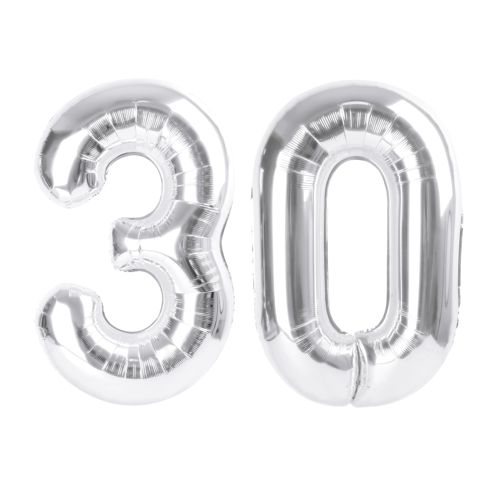 Enyeopd Silver Number 30 Balloons – 40-Inch Birthday Numeral for Celebrations