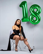 Enyeopd Number 18 Balloons 40 Inch – Dark Green Birthday Decor for Women & Men