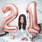 Enyeopd Rose Gold Number Balloons – 12 & 21 Large 40-inch Birthday, Proposal & Celebration Decorations