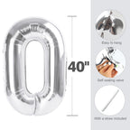 Enyeopd 40-Inch Silver Number Balloons for 8 – Versatile Party Decor for Birthdays, Weddings & More