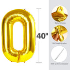 Enyeopd Gold 30 Balloons – 30th Birthday Decorations for Him & Her | 40-Inch Number Balloon Set