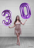 Enyeopd Purple Big Number 30 Balloons - 40-Inch Birthday Party Decor