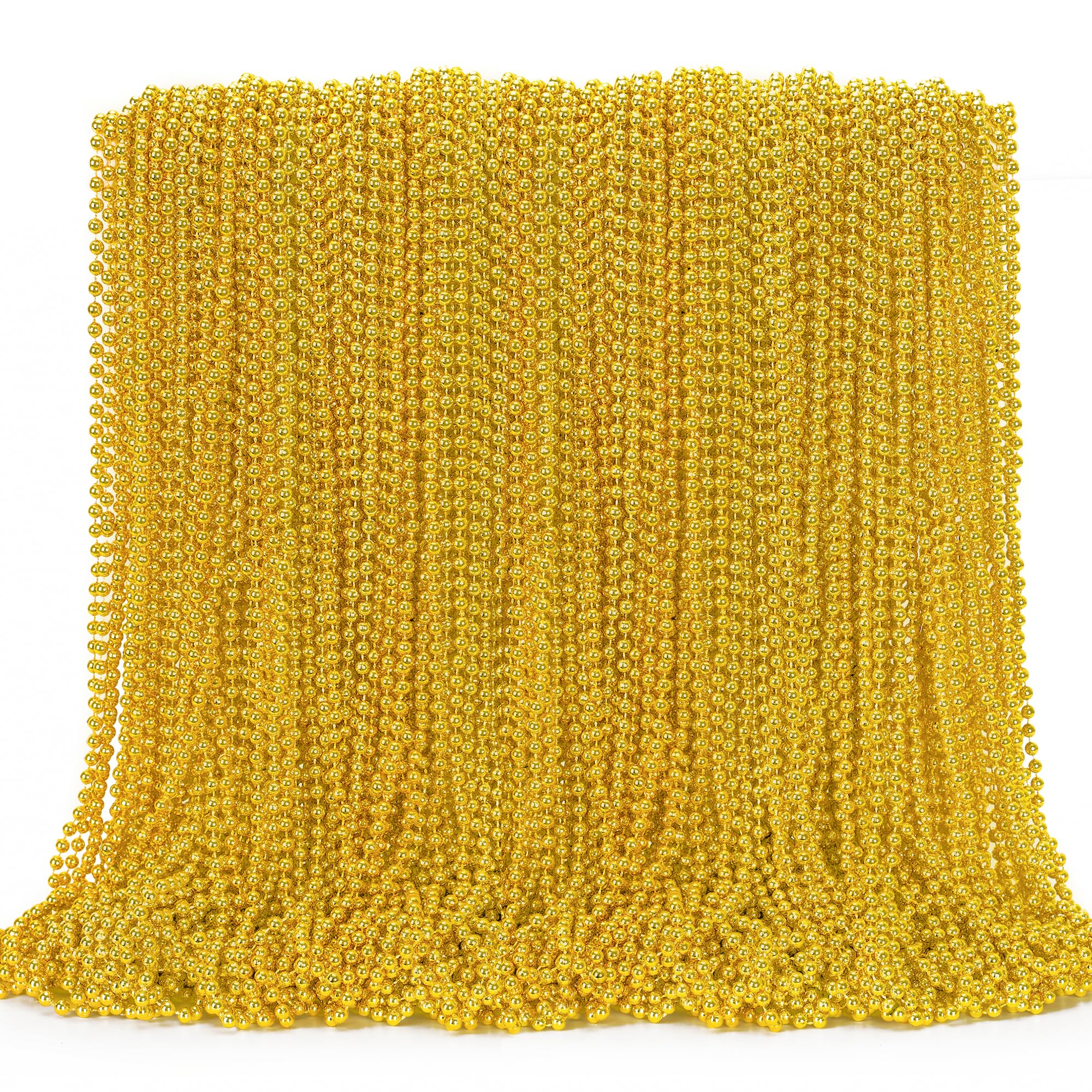 EOBOH 144Pcs Gold Mardi Gras Beads, 33-Inch Bead Necklaces – Bulk Party Accessories