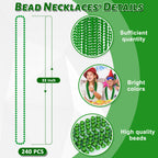 EOBOH St Patrick's Day Necklaces – 240 Green Beads, 33-Inch Parade & Party Favors