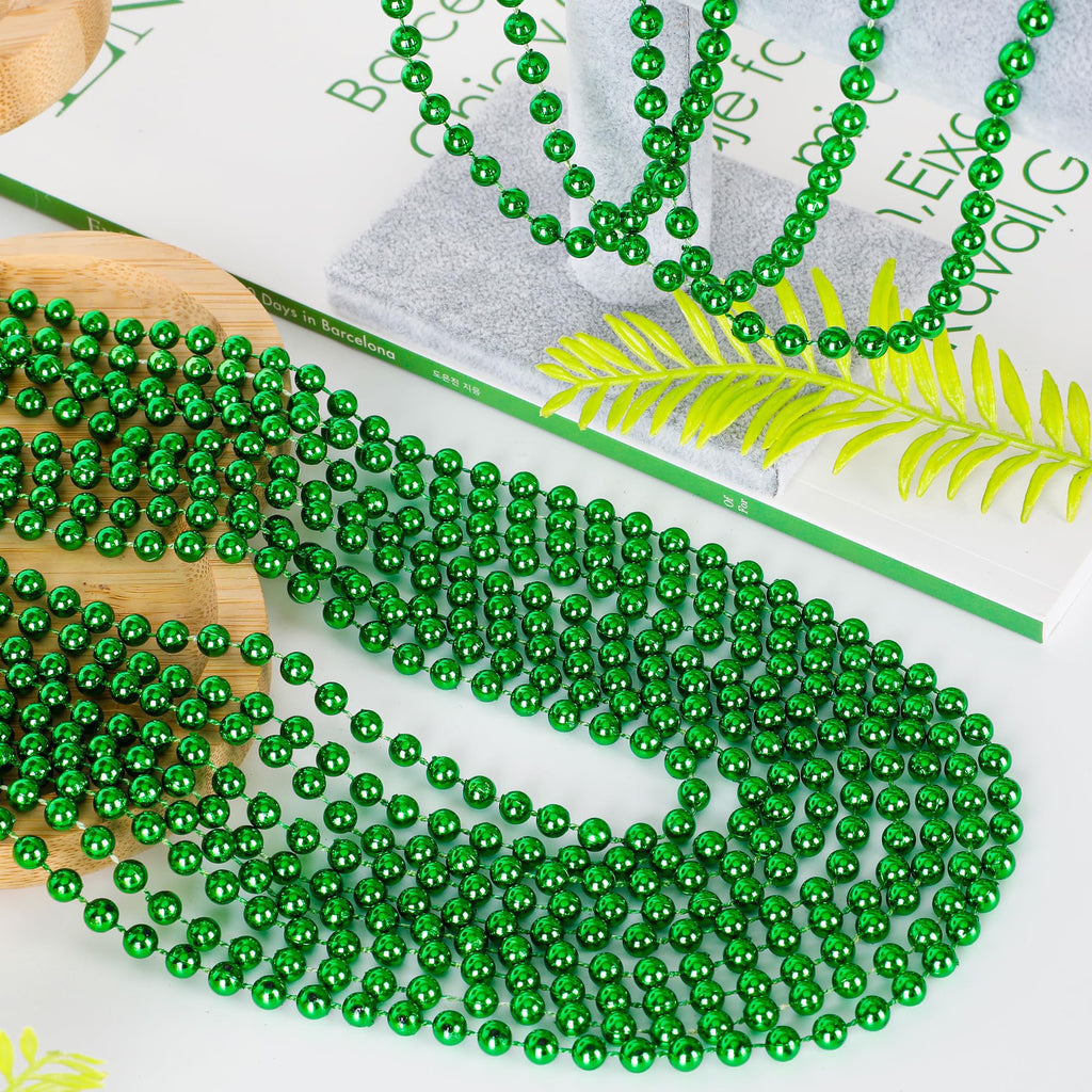 EOBOH St Patrick's Day Necklaces – 240 Green Beads, 33-Inch Parade & Party Favors